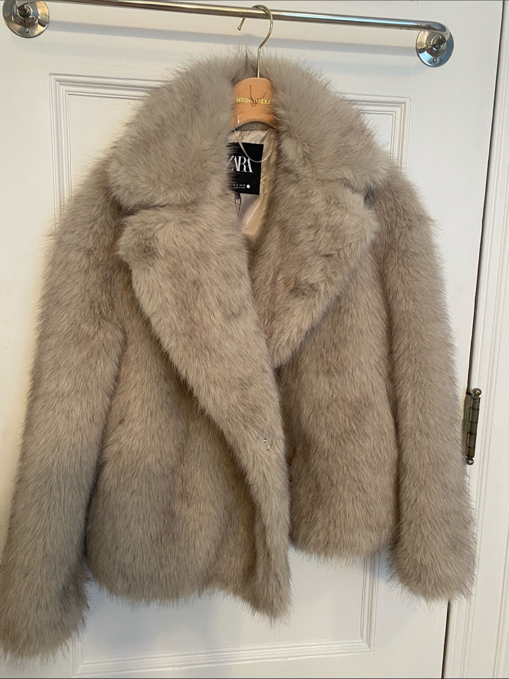 Zara Grey/Taupe/Teddy Faux-Fur Jacket - Women's Plush Short Coat